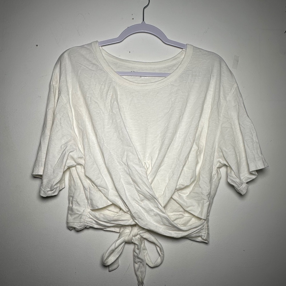 aerie White Tie-Front Crop Top